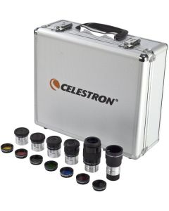 Celestron  1.25 Eyepiece and Filter Accessory Kit  14 Piece Telescope Accessory Set  Plossl Telescope Eyepiece  Barlow Lens  Colored Filters  Moon Filter  Sturdy Metal Carry Case