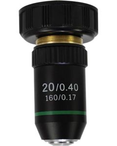 Reticle Optics 20X Microscope Objective Lens | DIN Standard 160/.17 | 20.2MM Interface | Lab Quality Objective Lens for Compound Biological Microscopes