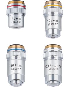 AmScope 4X-100X Four Achromatic Objective Lens Set