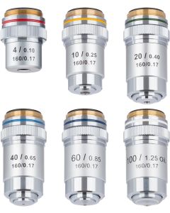 AmScope 4X-100X Six Achromatic Objective Lens Set